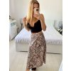 Sukně středně dlouhá saténová dámská (S/M ONE SIZE) ITALSKÁ MÓDA IMM24M6886B/DUR (Velikost S/M/L, Barva hnědá leopard)
