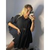 Šaty košilové 3/4 dlouhý rukáv dámské (S/M/L ONE SIZE) ITALSKÁ MÓDA IMD24081/DU (Velikost M/L, Barva Černá)