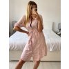 Šaty košilové bavlněné 3/4 dlouhý rukáv dámské (S/M/L ONE SIZE) ITALSKÁ MÓDA IM424NINA/DU (Velikost M/L, Barva béžová)