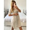 Šaty košilové bavlněné 3/4 dlouhý rukáv dámské (S/M/L ONE SIZE) ITALSKÁ MÓDA IM424NINA/DU (Velikost M/L, Barva béžová)
