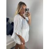 Tunika oversize 3/4 dlouhý rukáv dámská (42/44/46 ONE SIZE) ITALSKÁ MÓDA IMPHS246444/DU (Velikost 44/46, Barva bílá)