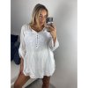 Tunika halenka krátký rukáv dámská (M/L/XLONE SIZE) ITALSKÁ MÓDA IMB23FREE/DU (Velikost L/XL, Barva bílá)