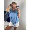 Košile krátký rukáv dámská (S/M/L ONE SIZE) ITALSKá MODA IMSM24007/DU (Velikost M/L, Barva světle modrá)
