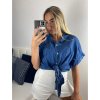 Košile krátký rukáv dámská (S/M/L ONE SIZE) ITALSKá MODA IMSM24007/DU (Velikost M/L, Barva světle modrá)