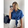 Košile krátký rukáv dámská (S/M/L ONE SIZE) ITALSKá MODA IMSM24007/DU (Velikost M/L, Barva světle modrá)