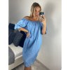 Šaty riflové krátký rukáv dámské (L/XL/2XL ONE SIZE) ITALSKá MóDA IM724061/DU (Velikost XL/2XL, Barva tmavě modrá)