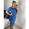Šaty riflové krátký rukáv dámské (L/XL/2XL ONE SIZE) ITALSKá MóDA IM724061/DU (Velikost XL/2XL, Barva tmavě modrá)
