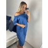 Šaty riflové krátký rukáv dámské (L/XL/2XL ONE SIZE) ITALSKá MóDA IM724061/DU (Velikost XL/2XL, Barva tmavě modrá)