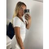 Tričko basic krátký rukáv dámské (S/M ONE SIZE) ITALSKá MóDA IM324070/DUR (Velikost S/M/L, Barva bílá)