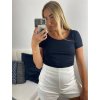 Tričko basic krátký rukáv dámské (S/M ONE SIZE) ITALSKá MóDA IM324070/DUR (Velikost S/M/L, Barva bílá)