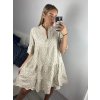 Šaty krajkové boho madeira krátký rukáv  dámské (S/M/L ONE SIZE) ITALSKÁ MÓDA IMWGS24056/DUR (Velikost M/L, Barva béžová)