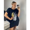 Šaty klasik bavlněné krátký rukáv dámské (S/M/L ONE SIZE) ITALSKÁ MÓDA IM324041/DU (Velikost M/L, Barva Černá)