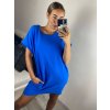 Šaty klasik bavlněné krátký rukáv dámské (S/M/L ONE SIZE) ITALSKÁ MÓDA IM324042/DU (Velikost M/L, Barva modrá)