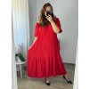 Šaty dlouhé mušelínové letní carmen dlouhý rukáv dámské nadrozměr (54/56 ONE SIZE) ITALSKÁ MÓDA IMWEC24LADO/DR (Velikost 54/56, Barva červená)