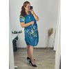 Šaty krátký rukáv dámské nadrozměr (XL/2XL ONE SIZE) ITALSKÁ MÓDA IM423TULIP/DU (Velikost XL/2XL, Barva modrá azurová)