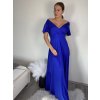 Šaty dlouhé společenské krátký rukáv dámské (S/M ONE SIZE) ITALSKÁ MÓDA IMPSH245441/DUR (Velikost S/M/L, Barva modrá královská)