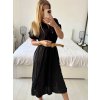 Šaty letní dlouhé košilové krátký rukáv dámské (S/M ONE SIZE) ITALSKÁ MÓDA IMM24U10878/DUR (Velikost S/M/L, Barva Černá)
