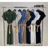 Šaty letní dlouhé košilové krátký rukáv dámské (S/M ONE SIZE) ITALSKÁ MÓDA IMM24U10878/DUR (Velikost S/M/L, Barva Černá)