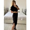 Šaty letní dlouhé košilové krátký rukáv dámské (S/M ONE SIZE) ITALSKÁ MÓDA IMM24U10878/DUR (Velikost S/M/L, Barva Černá)