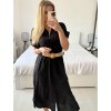 Šaty letní dlouhé košilové krátký rukáv dámské (S/M ONE SIZE) ITALSKÁ MÓDA IMM24U10878/DUR (Velikost S/M/L, Barva Černá)