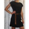 Šaty sportovní s páskem letní krátký rukáv dámské (M/L ONE SIZE) ITALSKÁ MÓDA IMD22065/DR (Velikost M/L, Barva Černá)
