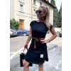 Šaty sportovní s páskem letní krátký rukáv dámské (M/L ONE SIZE) ITALSKÁ MÓDA IMD22065/DR (Velikost M/L, Barva Černá)