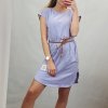 Šaty sportovní s páskem letní krátký rukáv dámské (M/L ONE SIZE) ITALSKÁ MÓDA IMD22065/DR (Velikost M/L, Barva Černá)