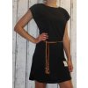 Šaty sportovní s páskem letní krátký rukáv dámské (M/L ONE SIZE) ITALSKÁ MÓDA IMD22065/DR (Velikost M/L, Barva Černá)