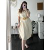 Šaty dlouhé letní s páskem krátký rukáv dámské (S/M/L ONE SIZE) ITALSKÁ MÓDA IMC24264/DR (Velikost M/L, Barva béžová)
