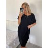 Šaty volnočasové oversize krátký rukáv dámské letní nadrozměr (44/48) ONE SIZE) ITALSKá MODA IM723POLY/DU (Velikost 44/46, Barva Černá)