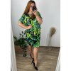 Šaty krátký rukáv dámské nadrozměrné (L-6XL)  Polská Móda PMF24SUMMER-2/DR (Velikost 2XL, Barva zelená)