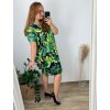 Šaty krátký rukáv dámské nadrozměrné (L-6XL)  Polská Móda PMF24SUMMER-2/DR (Velikost 2XL, Barva zelená)