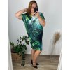 Šaty krátký rukáv dámské nadrozměrné (L-6XL)  Polská Móda PMF24SUMMER-4/DUR (Velikost L, Barva zelená)