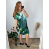Šaty krátký rukáv dámské nadrozměrné (L-6XL)  Polská Móda PMF24SUMMER-4/DUR (Velikost L, Barva zelená)