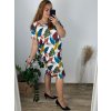 Šaty krátký rukáv dámské nadrozměrné (L-6XL)  Polská Móda PMF24SUMMER-5/DUR (Velikost 2XL, Barva modrá)