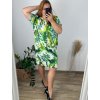 Šaty krátký rukáv dámské nadrozměrné (L-6XL)  Polská Móda PMF24SUMMER-6/DUR (Velikost L, Barva zelená)