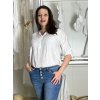 Tunika prodloužená košilová 3/4 dlouhý rukáv dámská nadrozměr (46/48/50 ONE SIZE) ITALSKá MODA IM7246236/DUR (Velikost 46/48/50, Barva bílá)