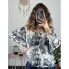 Svetr oversize krátký rukáv tenký s potiskem dámský (M/L ONE SIZE) ITALSKá MóDA IMSM24OAZA/DUR (Velikost M/L, Barva bílá)