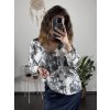 Svetr oversize krátký rukáv tenký s potiskem dámský (M/L ONE SIZE) ITALSKá MóDA IMSM24OAZA/DUR (Velikost M/L, Barva bílá)