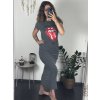 Šaty letní krátký rukáv dámské hardrock (S/M ONE SIZE) ITALSKÁ MÓDA IMM24M6645/DUR