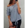Tunika tričko krátký rukáv dámské proužek (S/M ONE SIZE) ITALSKá MóDA IM520202S/DUR (Velikost S/M/L, Barva modrá)
