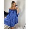 Šaty letní 3/4 dlouhý rukáv  dámské (S/M/L ONE SIZE) ITALSKÁ MÓDA IMWGS24125A/DUR (Velikost M/L, Barva modrá)
