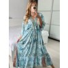 Šaty letní indické krátký rukáv dámské (S/M/L ONE SIZE) INDICKÁ MÓDA IMM24MAVIVA-7/DU (Velikost M/L, Barva modrá)
