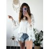Tunika boho krátký rukáv dámská nadrozměr (44/46/48 ONE SIZE) ITALSKá MODA IMSM24037 (Velikost 44/46/48, Barva bílá)