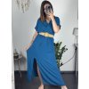 Šaty letní košilové s páskem krátký rukáv dámské (S/M/L ONE SIZE) ITALSKá MóDA IM424486/DR (Velikost M/L, Barva zelená mintova)