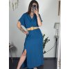 Šaty letní košilové s páskem krátký rukáv dámské (S/M/L ONE SIZE) ITALSKá MóDA IM424486/DR (Velikost M/L, Barva zelená mintova)