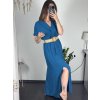 Šaty letní košilové s páskem krátký rukáv dámské (S/M/L ONE SIZE) ITALSKá MóDA IM424486/DR (Velikost M/L, Barva zelená mintova)