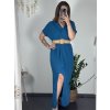 Šaty letní košilové s páskem krátký rukáv dámské (S/M/L ONE SIZE) ITALSKá MóDA IM424486/DR (Velikost M/L, Barva zelená mintova)