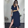 Šaty letní košilové s páskem krátký rukáv dámské (S/M/L ONE SIZE) ITALSKá MóDA IM424486/DR (Velikost M/L, Barva zelená mintova)