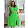 Šaty letní košilové s páskem krátký rukáv dámské (S/M/L ONE SIZE) ITALSKá MóDA IM424486/DR (Velikost M/L, Barva zelená mintova)